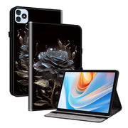 For itel VistaTab 30 Crystal Texture Painted Leather Smart Tablet Case(Black Rose)