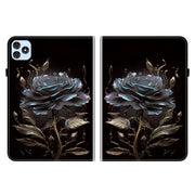 For itel VistaTab 30 Crystal Texture Painted Leather Smart Tablet Case(Black Rose)
