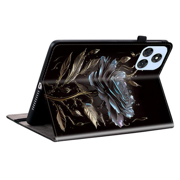 For itel VistaTab 30 Crystal Texture Painted Leather Smart Tablet Case(Black Rose)