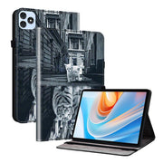 For itel VistaTab 30 Crystal Texture Painted Leather Smart Tablet Case(Cat Reflection Tiger)