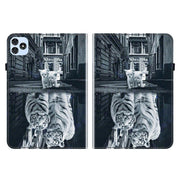 For itel VistaTab 30 Crystal Texture Painted Leather Smart Tablet Case(Cat Reflection Tiger)