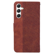 For Samsung Galaxy S25 5G Geometric Embossed Leather Phone Case(Brown)