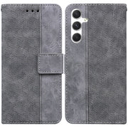 For Samsung Galaxy S25 5G Geometric Embossed Leather Phone Case(Grey)