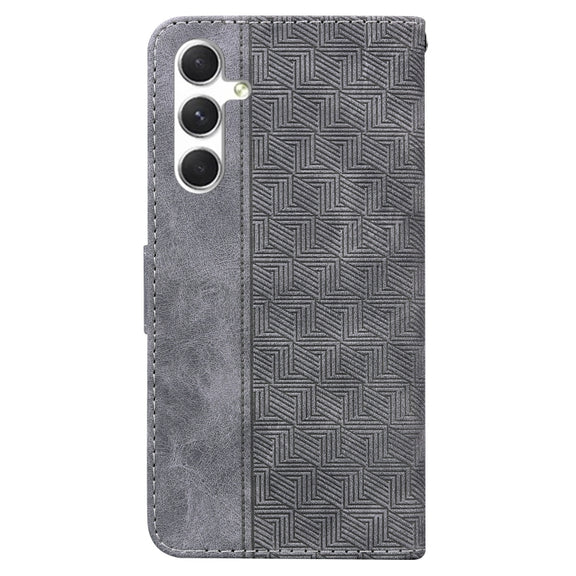 For Samsung Galaxy S25 5G Geometric Embossed Leather Phone Case(Grey)