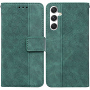 For Samsung Galaxy S25 5G Geometric Embossed Leather Phone Case(Green)