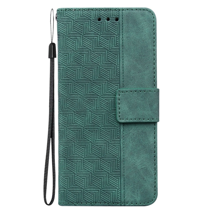 For Samsung Galaxy S25 5G Geometric Embossed Leather Phone Case(Green)
