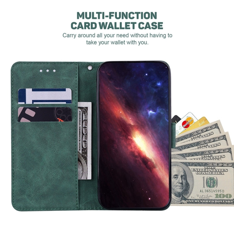 For Samsung Galaxy S25 5G Geometric Embossed Leather Phone Case(Green)