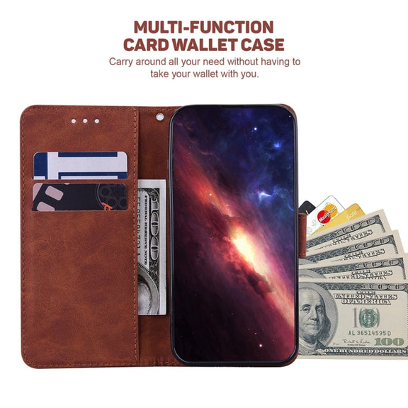 For Samsung Galaxy S25+ 5G Geometric Embossed Leather Phone Case(Brown)