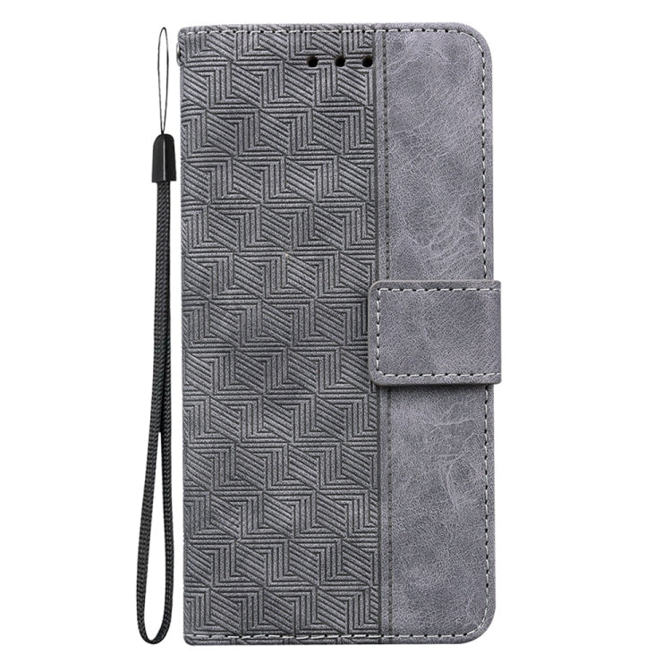 For Samsung Galaxy S25+ 5G Geometric Embossed Leather Phone Case(Grey)
