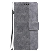 For Samsung Galaxy S25+ 5G Geometric Embossed Leather Phone Case(Grey)