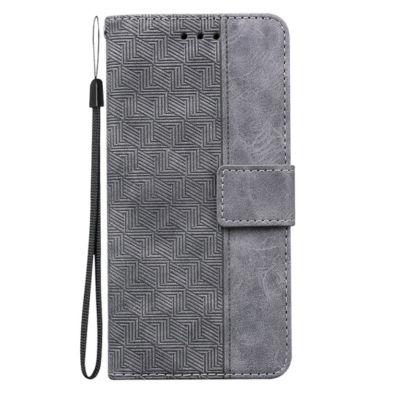 For Samsung Galaxy S25+ 5G Geometric Embossed Leather Phone Case(Grey)