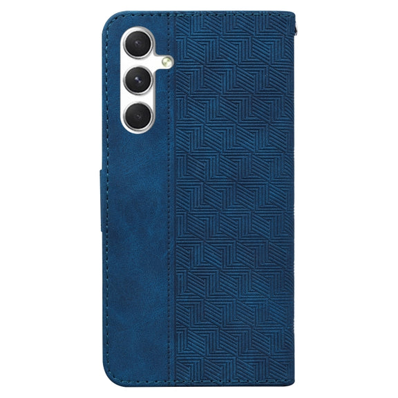 For Samsung Galaxy S25+ 5G Geometric Embossed Leather Phone Case(Blue)