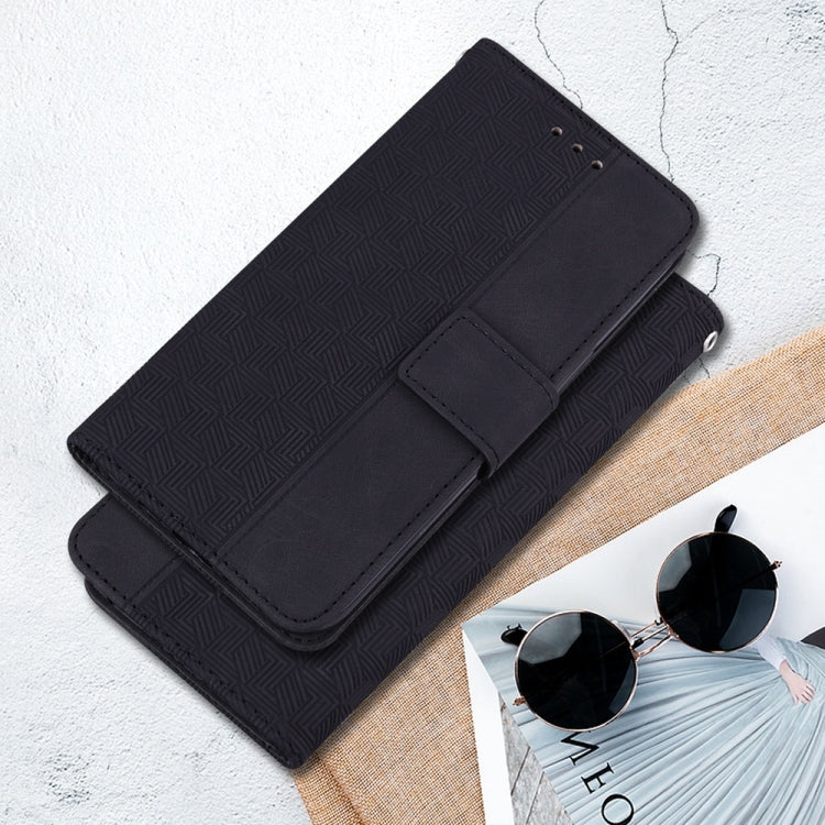 For Samsung Galaxy S25+ 5G Geometric Embossed Leather Phone Case(Black)
