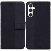For Samsung Galaxy S25+ 5G Geometric Embossed Leather Phone Case(Black)