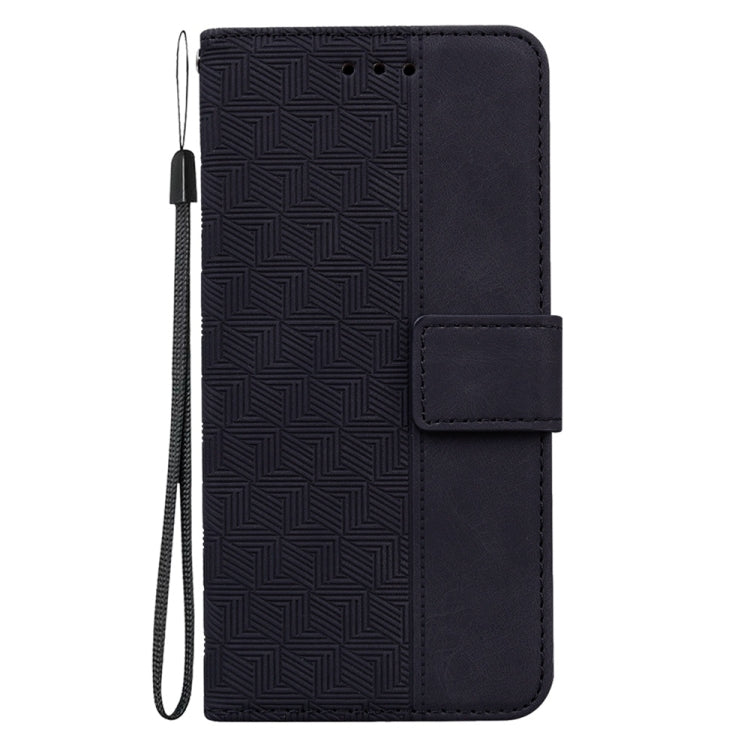 For Samsung Galaxy S25+ 5G Geometric Embossed Leather Phone Case(Black)