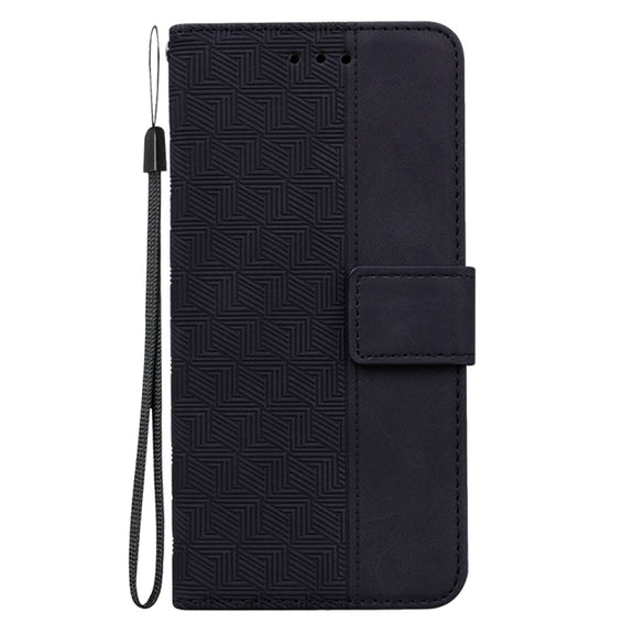 For Samsung Galaxy S25+ 5G Geometric Embossed Leather Phone Case(Black)