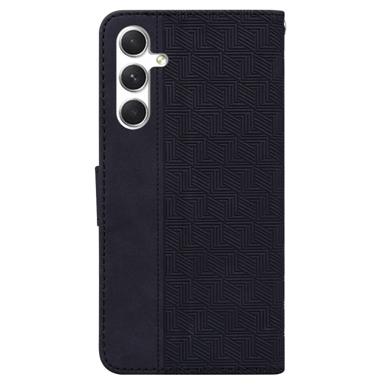 For Samsung Galaxy S25+ 5G Geometric Embossed Leather Phone Case(Black)