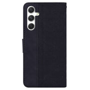 For Samsung Galaxy S25+ 5G Geometric Embossed Leather Phone Case(Black)