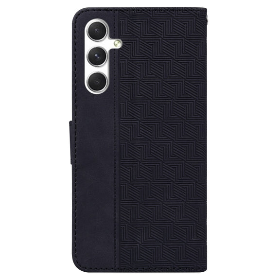 For Samsung Galaxy S25+ 5G Geometric Embossed Leather Phone Case(Black)