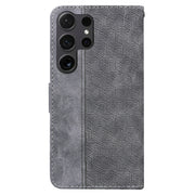 For Samsung Galaxy S25 Ultra 5G Geometric Embossed Leather Phone Case(Grey)