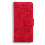 For Samsung Galaxy S25 5G Tiger Embossing Pattern Flip Leather Phone Case(Red)
