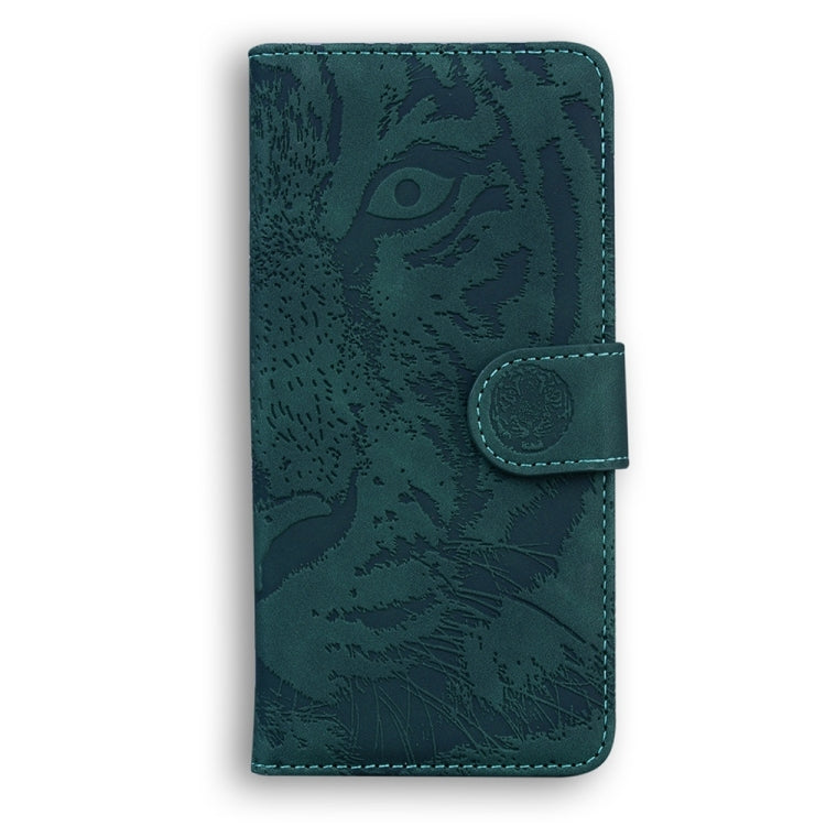For Samsung Galaxy S25 5G Tiger Embossing Pattern Flip Leather Phone Case(Green)