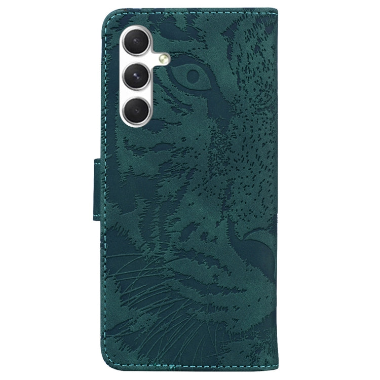 For Samsung Galaxy S25 5G Tiger Embossing Pattern Flip Leather Phone Case(Green)