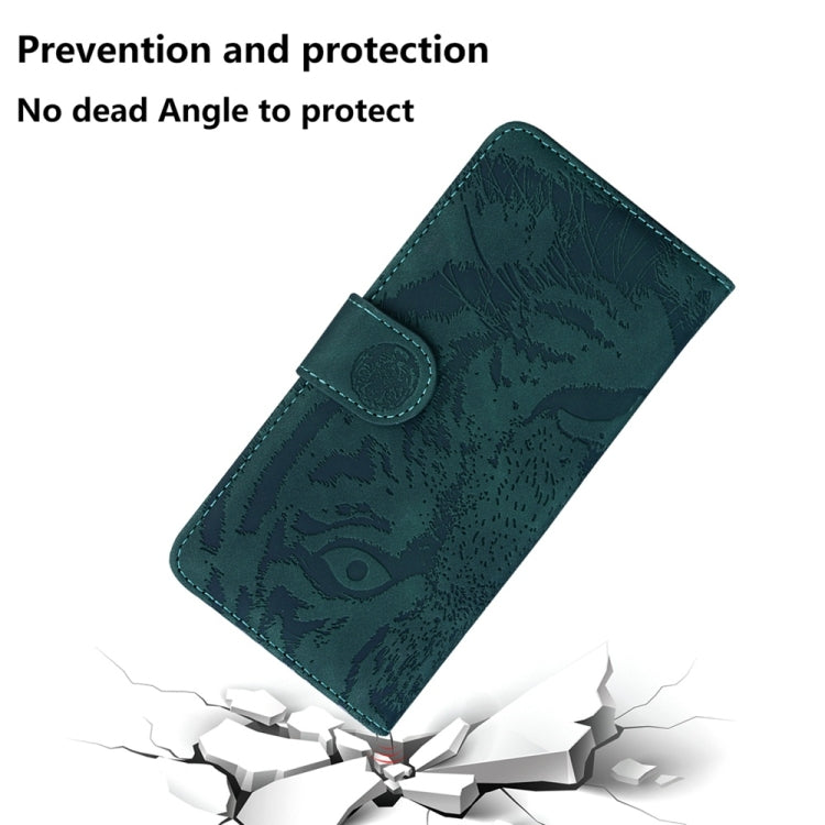 For Samsung Galaxy S25 5G Tiger Embossing Pattern Flip Leather Phone Case(Green)