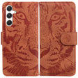 For Samsung Galaxy S25 5G Tiger Embossing Pattern Flip Leather Phone Case(Brown) - Galaxy S25 5G Cases by PMC Jewellery | Online Shopping South Africa | PMC Jewellery | Buy Now Pay Later Mobicred