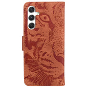 For Samsung Galaxy S25 5G Tiger Embossing Pattern Flip Leather Phone Case(Brown)