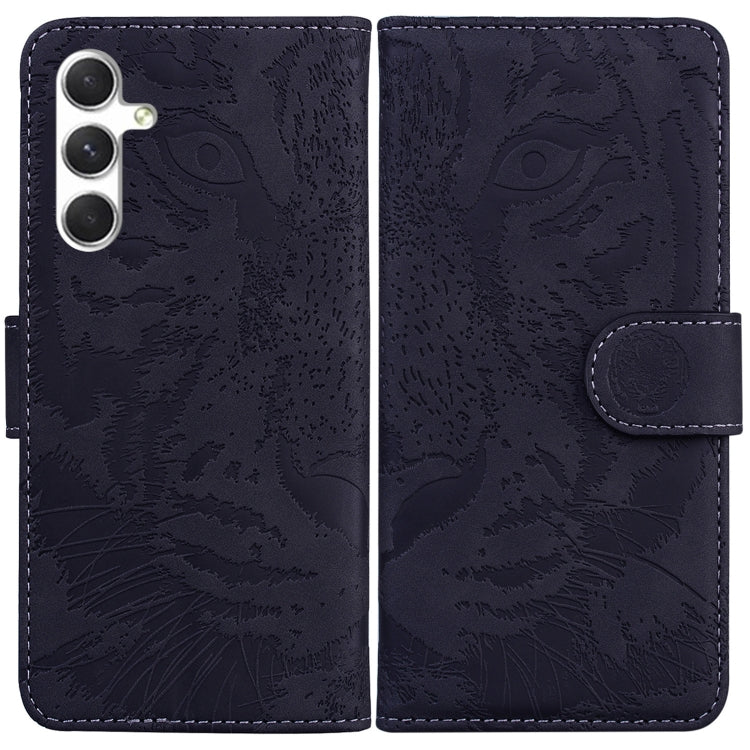 For Samsung Galaxy S25+ 5G Tiger Embossing Pattern Flip Leather Phone Case(Black)