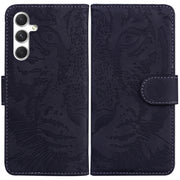For Samsung Galaxy S25+ 5G Tiger Embossing Pattern Flip Leather Phone Case(Black)