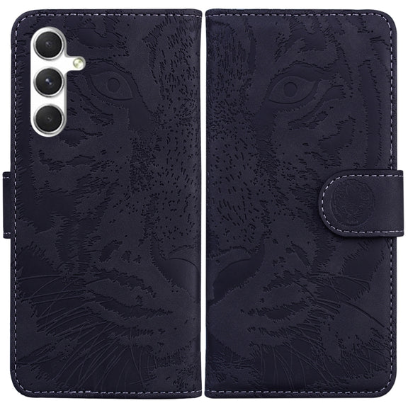 For Samsung Galaxy S25+ 5G Tiger Embossing Pattern Flip Leather Phone Case(Black)