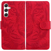 For Samsung Galaxy S25+ 5G Tiger Embossing Pattern Flip Leather Phone Case(Red)
