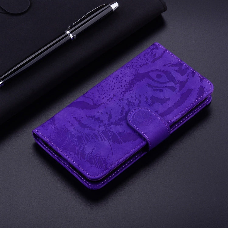 For Samsung Galaxy S25+ 5G Tiger Embossing Pattern Flip Leather Phone Case(Purple)