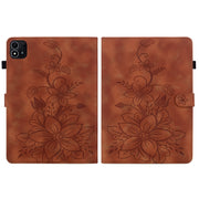 For itel Pad One 10.1 Lily Embossed Leather Tablet Case(Brown)