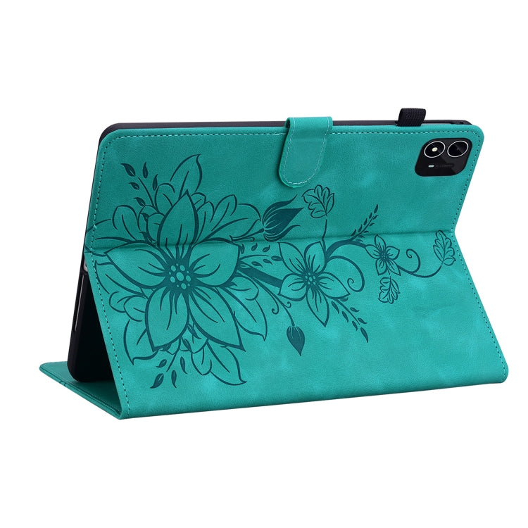 For itel Pad One 10.1 Lily Embossed Leather Tablet Case(Green)