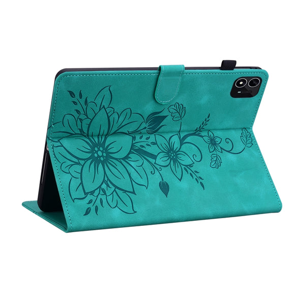 For itel Pad One 10.1 Lily Embossed Leather Tablet Case(Green)