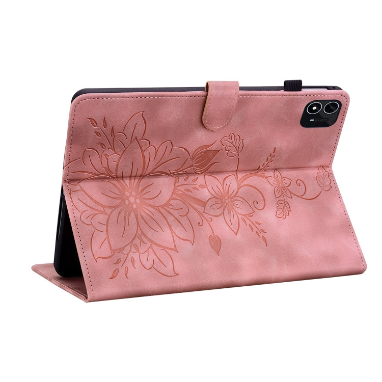 For itel Pad One 10.1 Lily Embossed Leather Tablet Case(Pink)