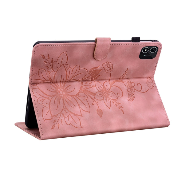For itel Pad One 10.1 Lily Embossed Leather Tablet Case(Pink)