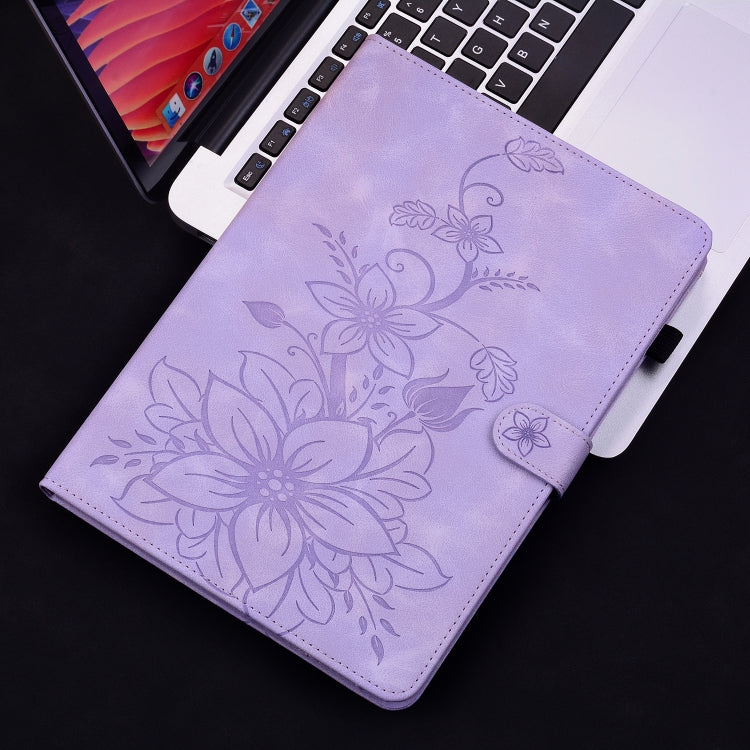 For itel Pad One 10.1 Lily Embossed Leather Tablet Case(Purple)
