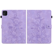 For itel Pad One 10.1 Lily Embossed Leather Tablet Case(Purple)