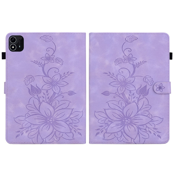 For itel Pad One 10.1 Lily Embossed Leather Tablet Case(Purple)