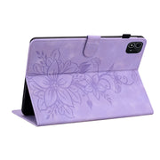 For itel Pad One 10.1 Lily Embossed Leather Tablet Case(Purple)