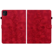 For itel Pad One 10.1 Lily Embossed Leather Tablet Case(Red)