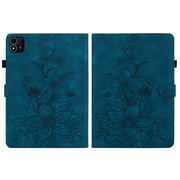For itel Pad One 10.1 Lily Embossed Leather Tablet Case(Dark Blue)