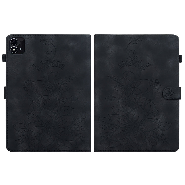 For itel Pad One 10.1 Lily Embossed Leather Tablet Case(Black)
