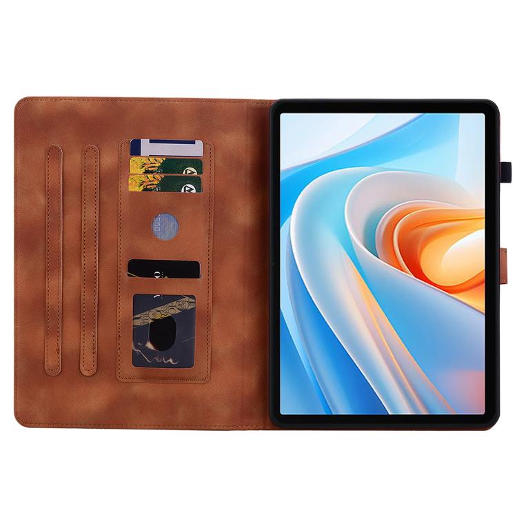 For itel VistaTab 30 Lily Embossed Leather Tablet Case(Brown)