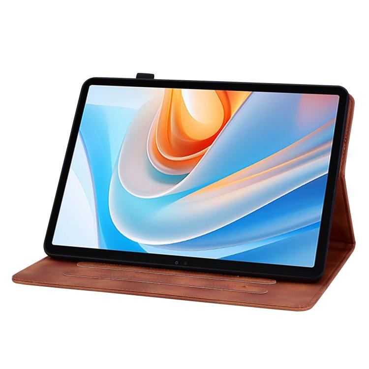 For itel VistaTab 30 Lily Embossed Leather Tablet Case(Brown)