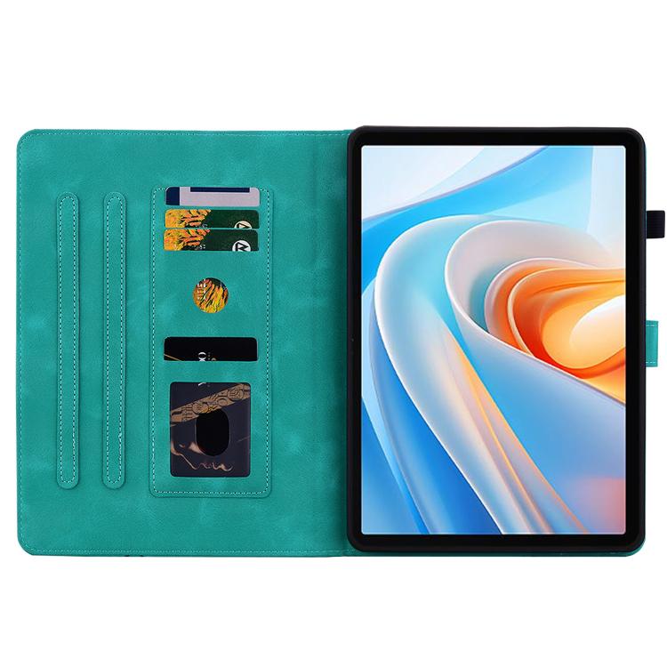For itel VistaTab 30 Lily Embossed Leather Tablet Case(Green)